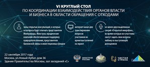 VI межрегиональный круглый стол по координации взаимодействия органов власти и бизнеса в области обращения с отходами. Приглашаем к участию!